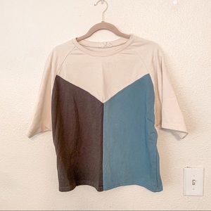 Crewneck Promesa Color Block Cozy Sweatshirt Top Oversized Size Medium